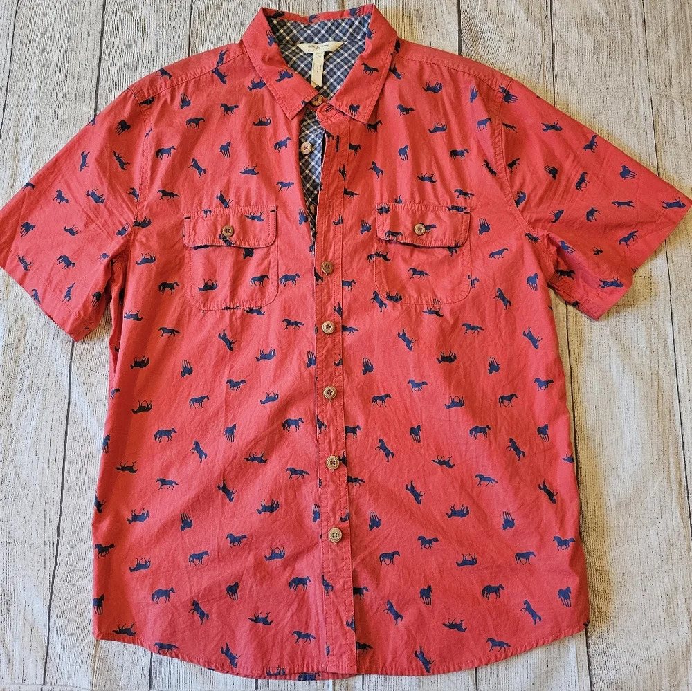 Matilda Jane with Joanna Gaines Men's •Large• High Horse Button Down Shirt Red